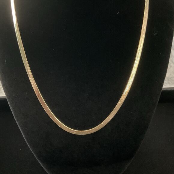 NEW 16in 14k/ Sterling Silver 4mm Solid HERRINGBONE Necklace - Picture 1 of 6